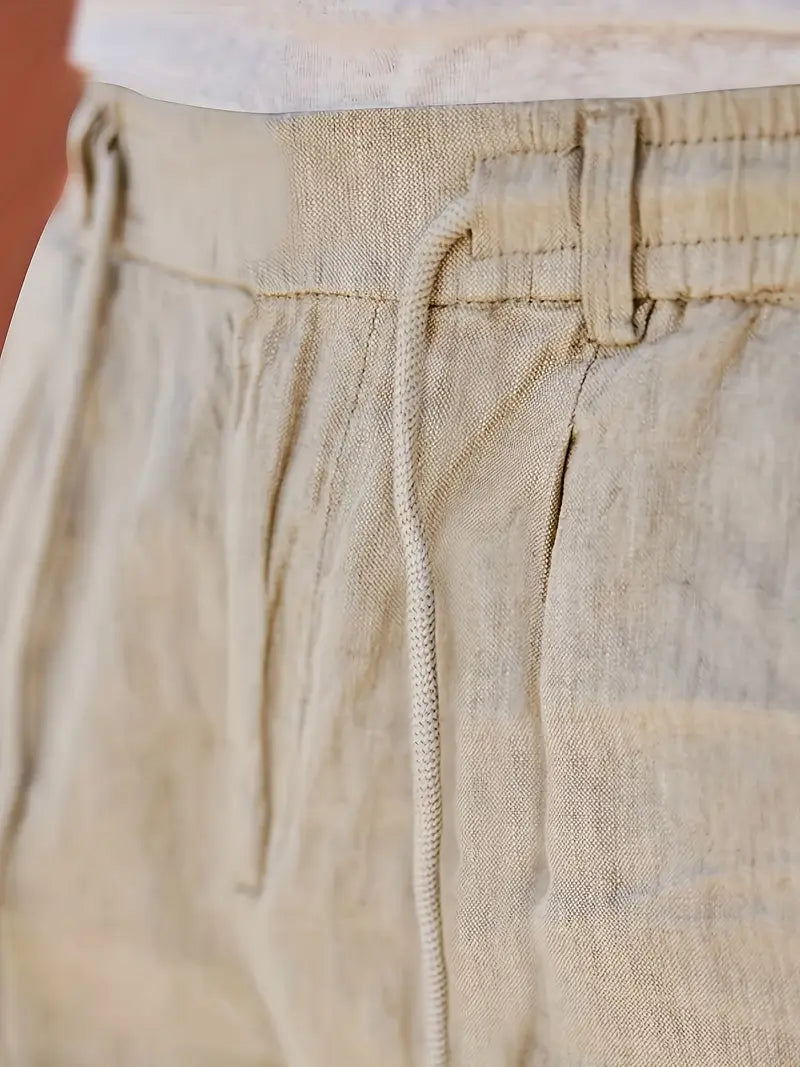 Cazel | Pantalon large en lin avec cordon de serrage