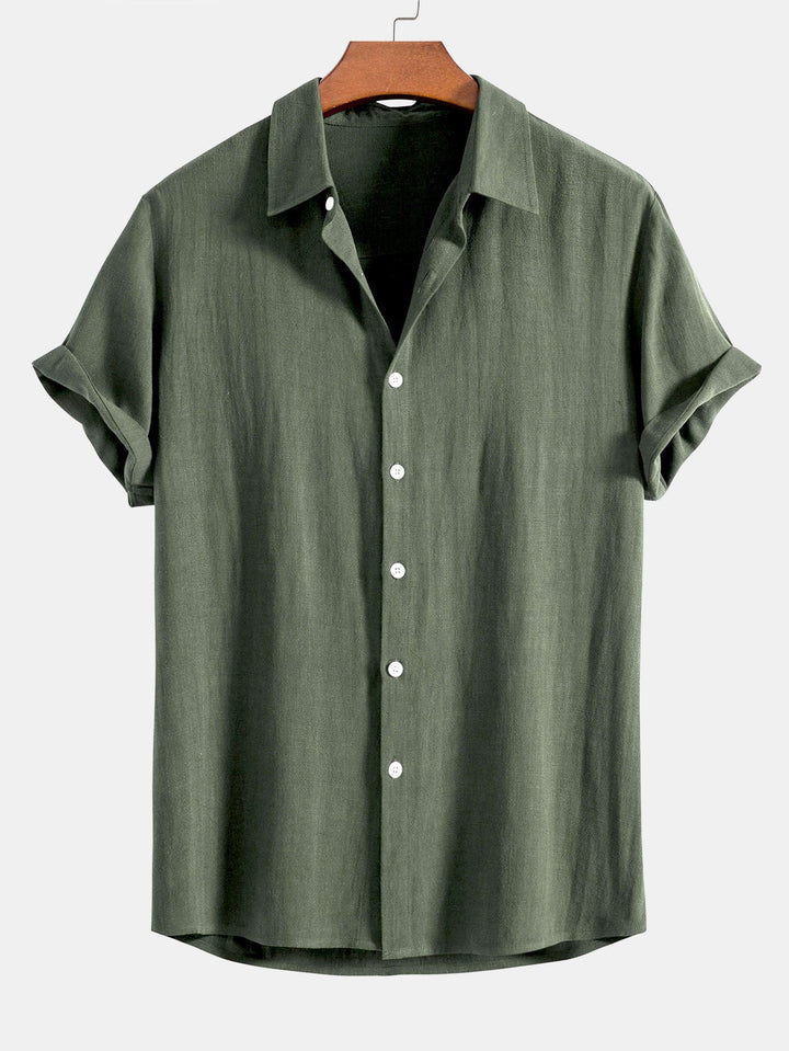 Lenoir™ | Ensemble chemise en mélange de lin et pantalon droit