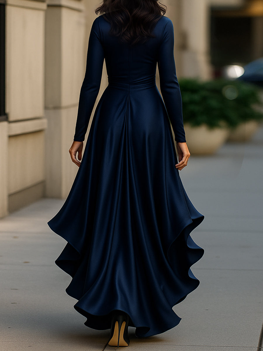Lenoir™ | Robe maxi en satin avec volants