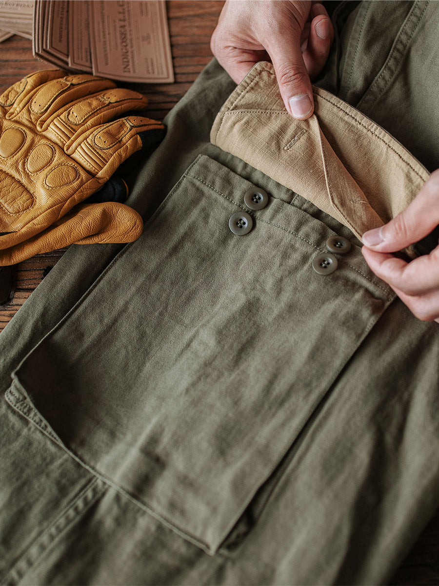 Lenoir™ | Pantalon militaire M-47 en tissu chevron