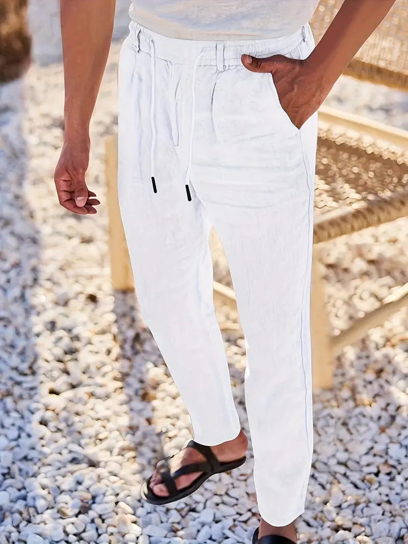 Cazel | Pantalon large en lin avec cordon de serrage