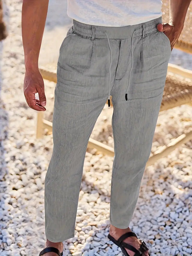 Cazel | Pantalon large en lin avec cordon de serrage