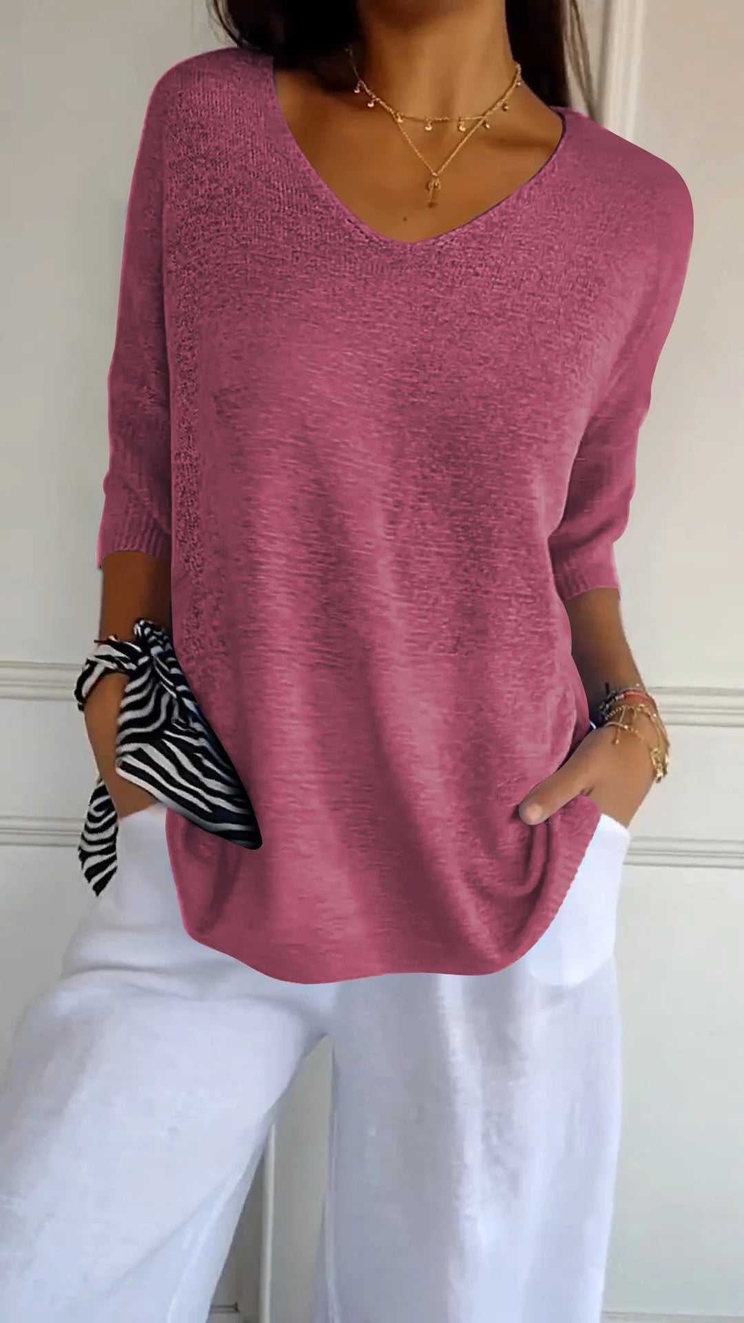 Anna - Top en maille à col en V