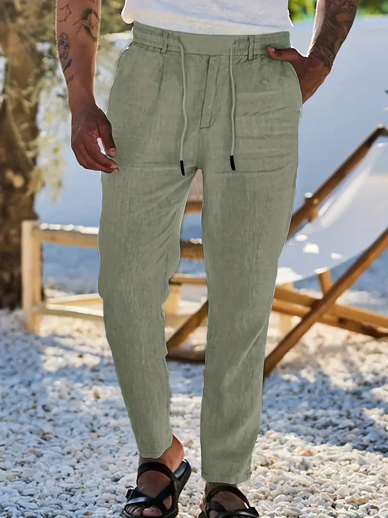 Cazel | Pantalon large en lin avec cordon de serrage