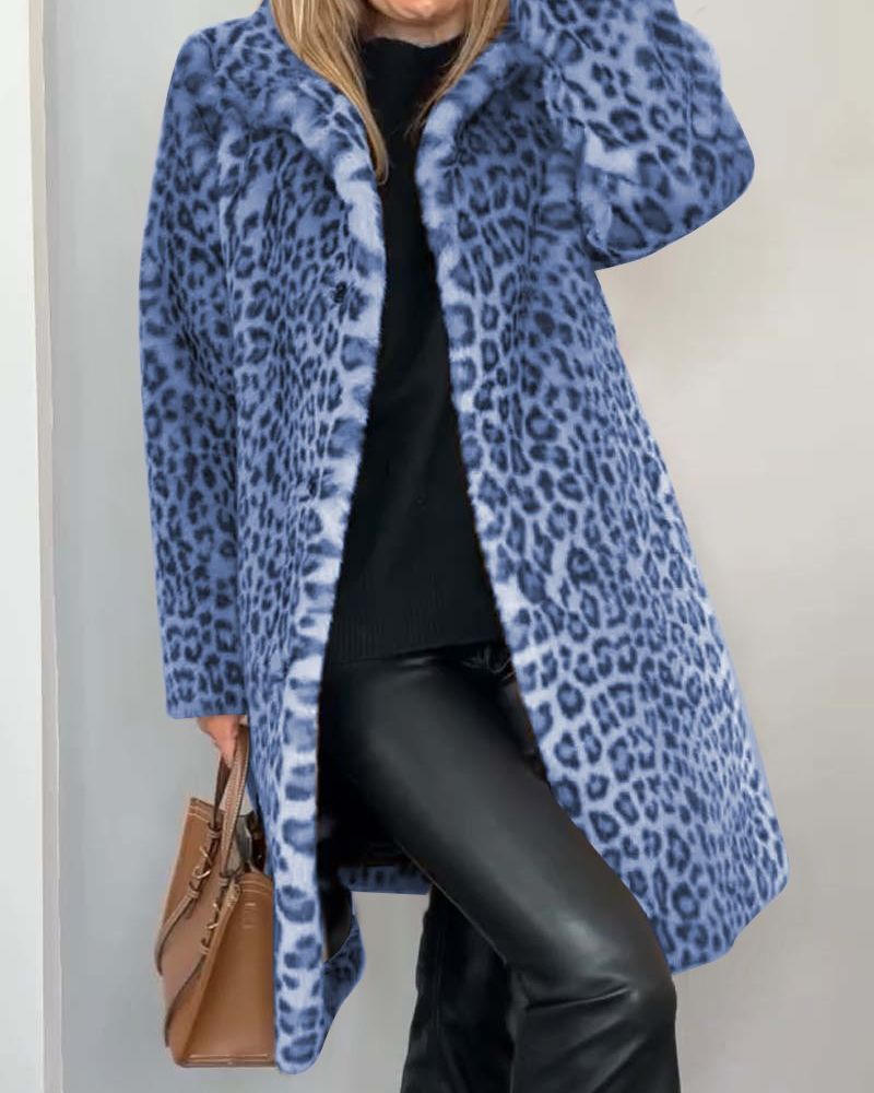 Lenoir | Manteau Long Doux à Motif Léopard