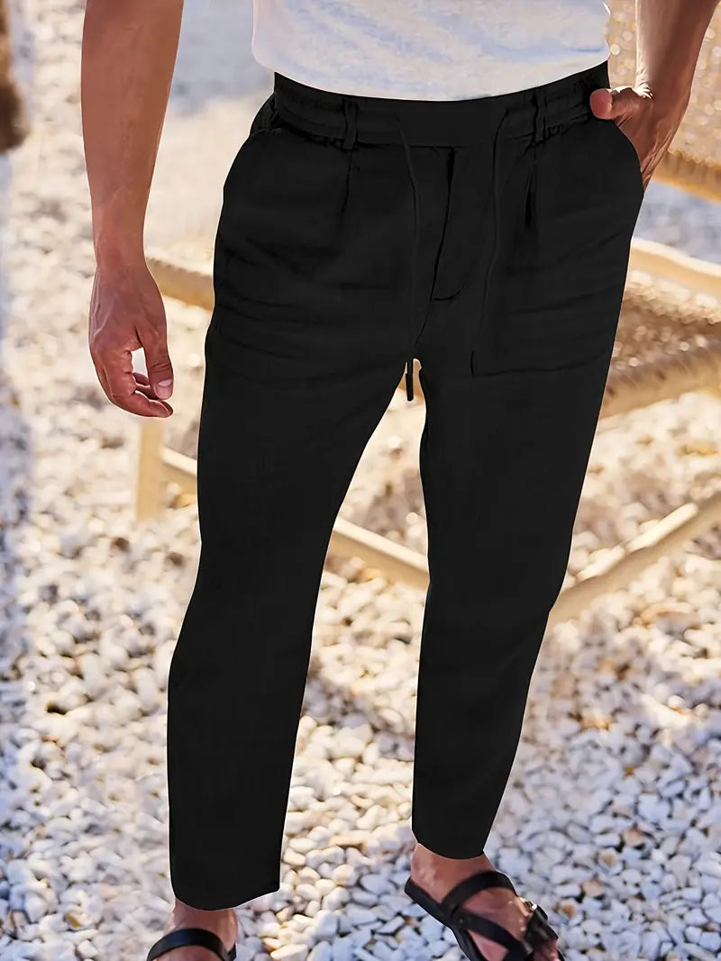 Cazel | Pantalon large en lin avec cordon de serrage