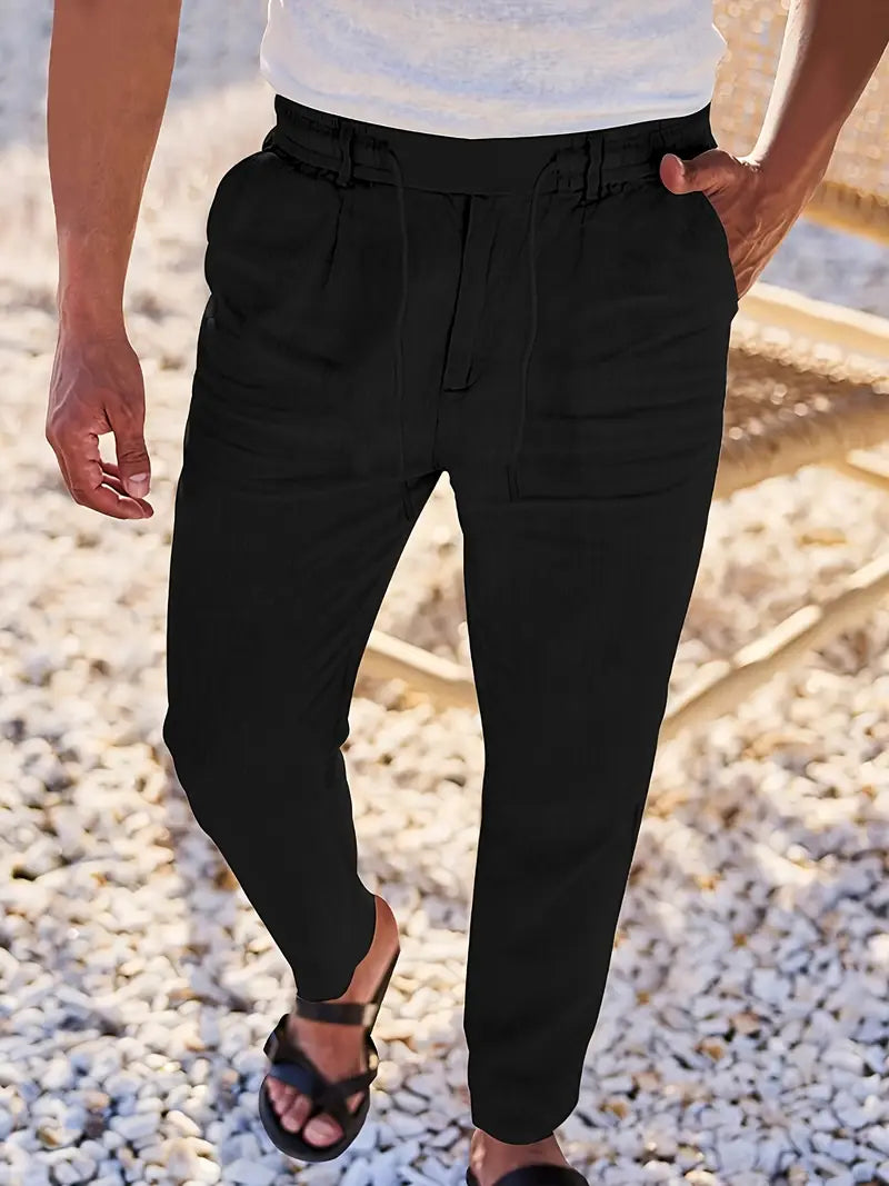 Cazel | Pantalon large en lin avec cordon de serrage