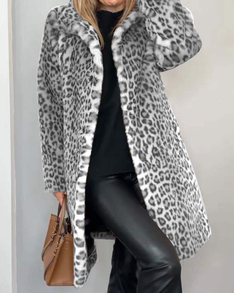 Lenoir | Manteau Long Doux à Motif Léopard
