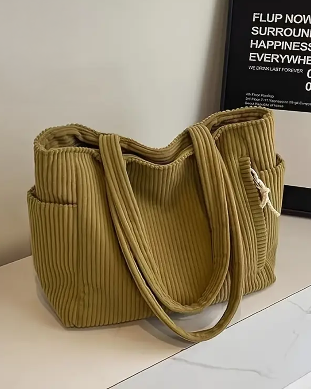 Lenoir™ | Sac cabas côtelé avec cordon de serrage