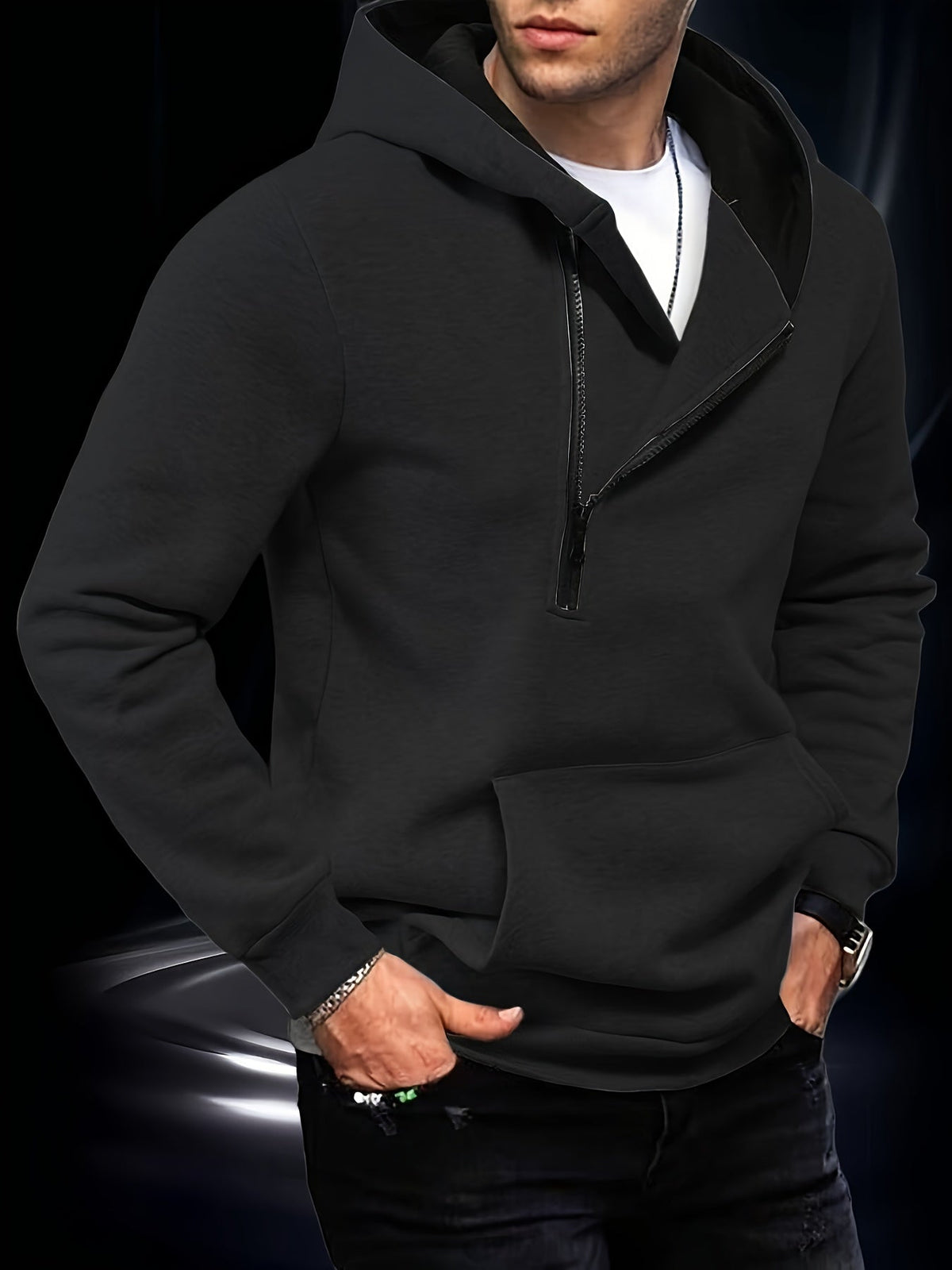 Cazel | Sweat à capuche à manches longues avec demi-zip
