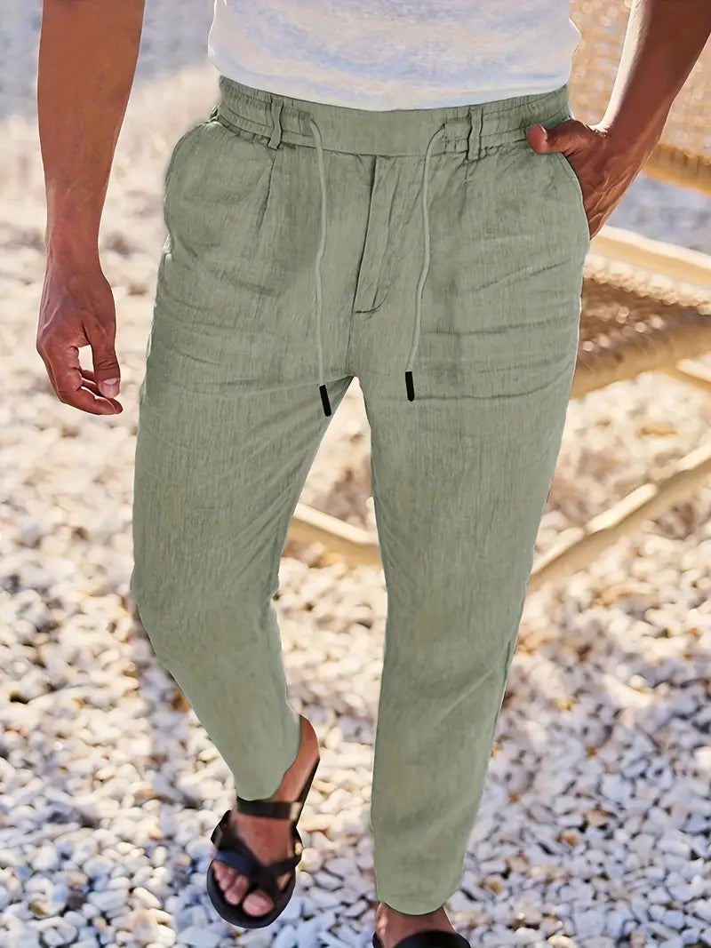 Cazel | Pantalon large en lin avec cordon de serrage