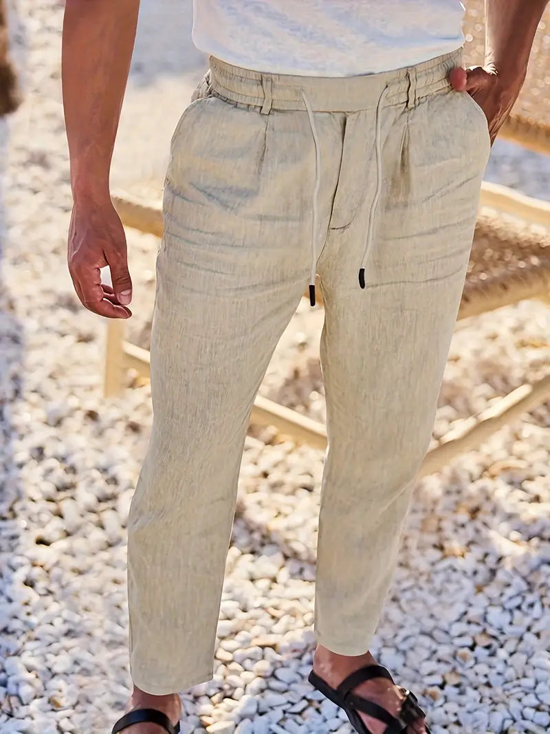 Cazel | Pantalon large en lin avec cordon de serrage