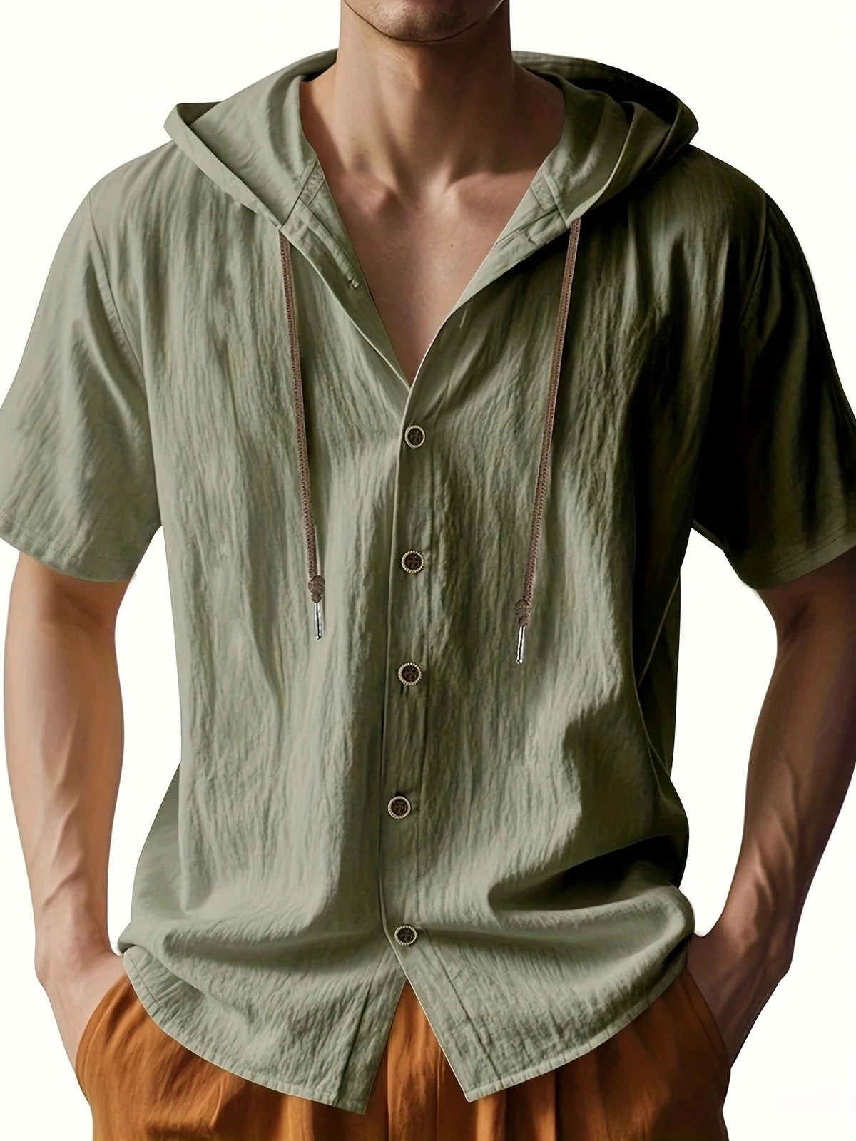 Lenoir™ | Chemise légère en lin à manches courtes avec capuche