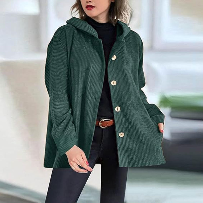 Lenoir™ | Veste à capuche décontractée en velours pour l’automne