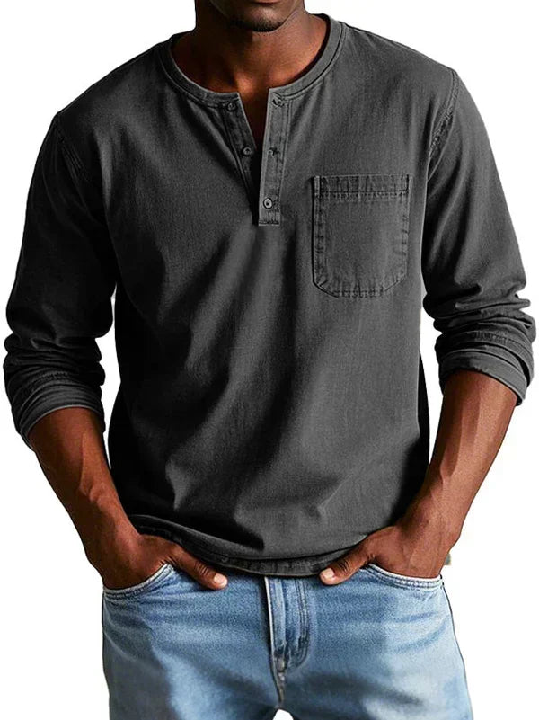 Cazel | T-shirt Henley décontracté à manches longues