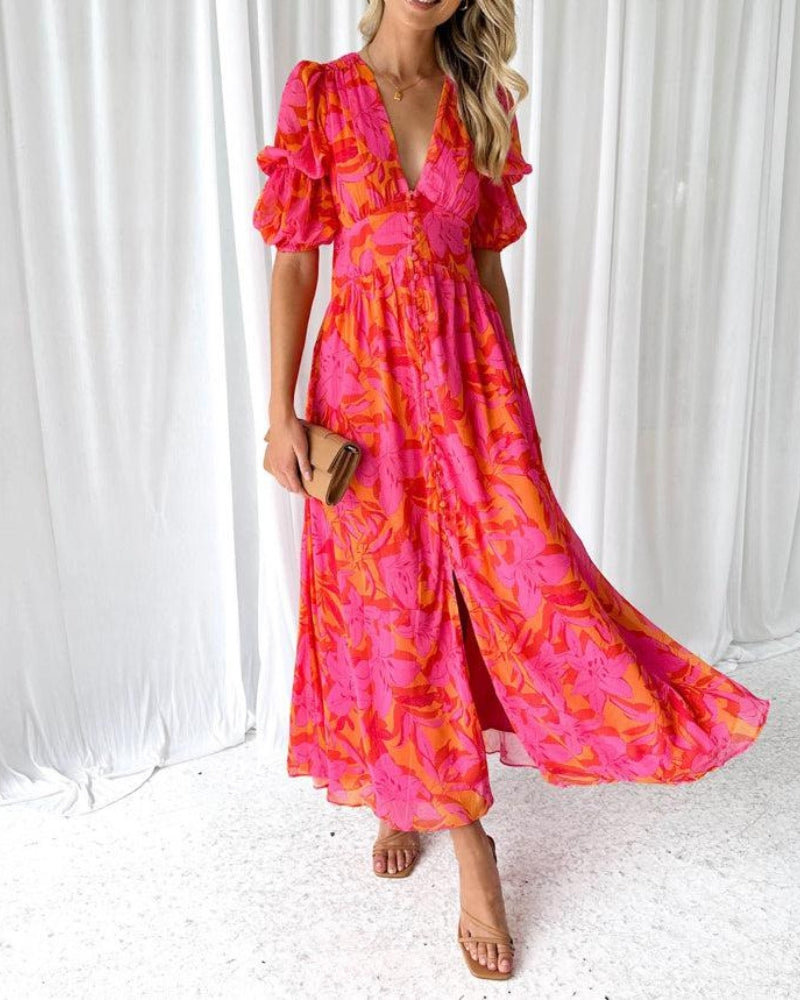 Cazel | ROBE MAXI ROUGE ROSE