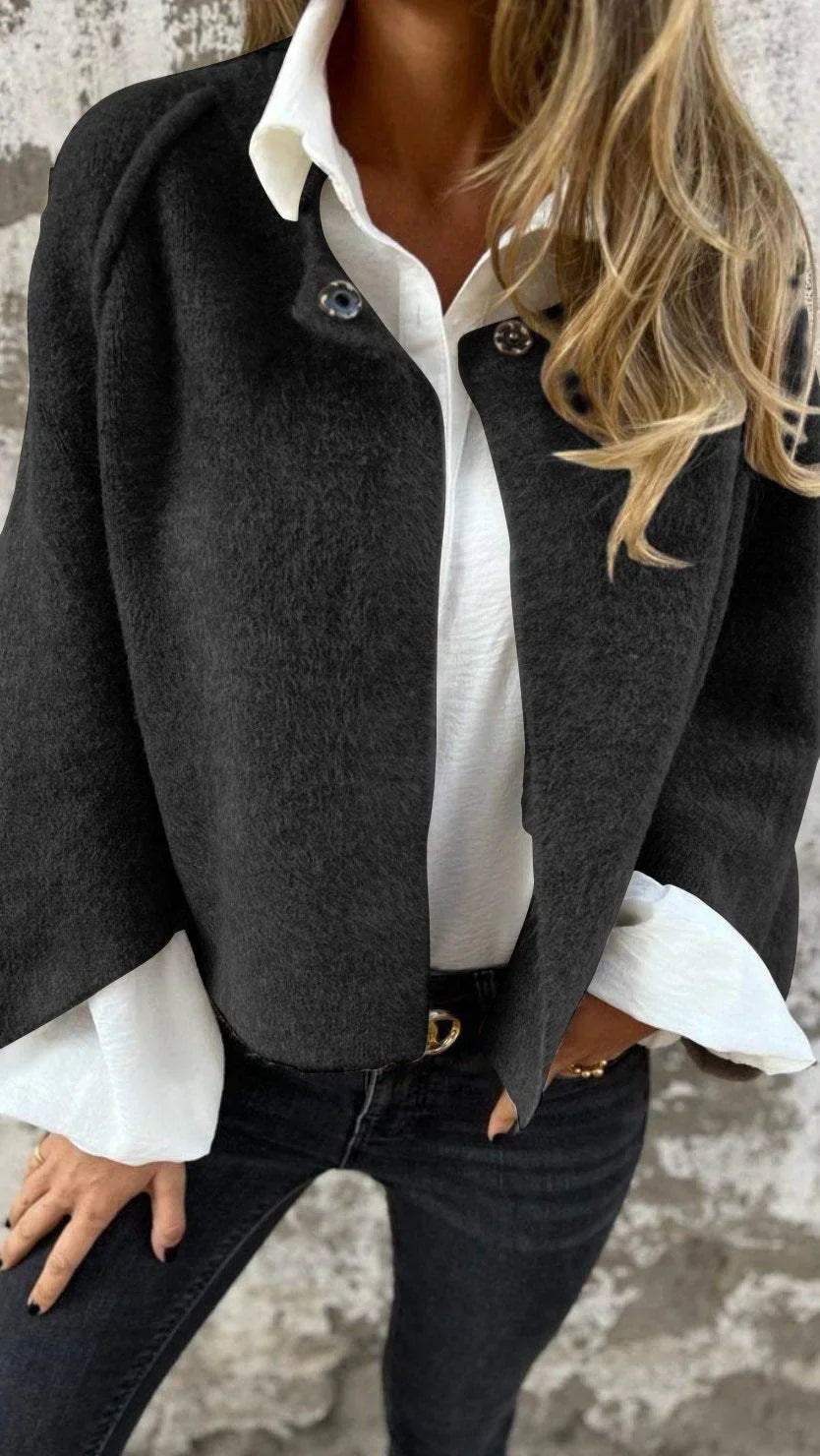 Lenoir™ | Manteau en Laine avec Col Rond et Manches Longues