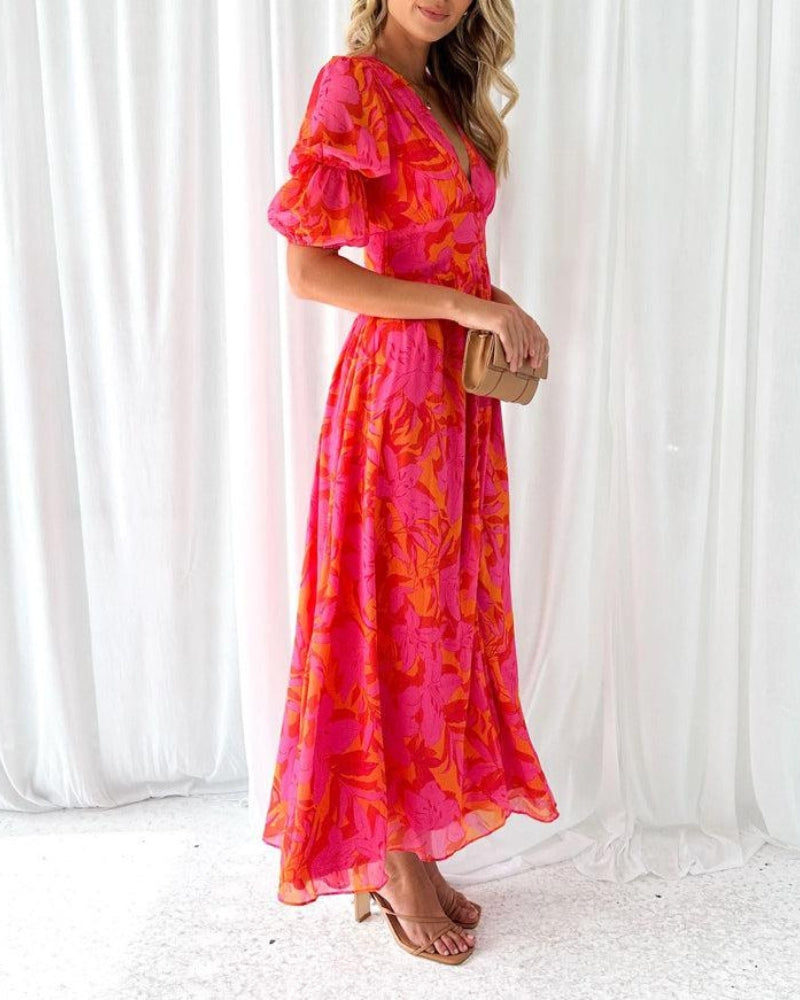 Cazel | ROBE MAXI ROUGE ROSE