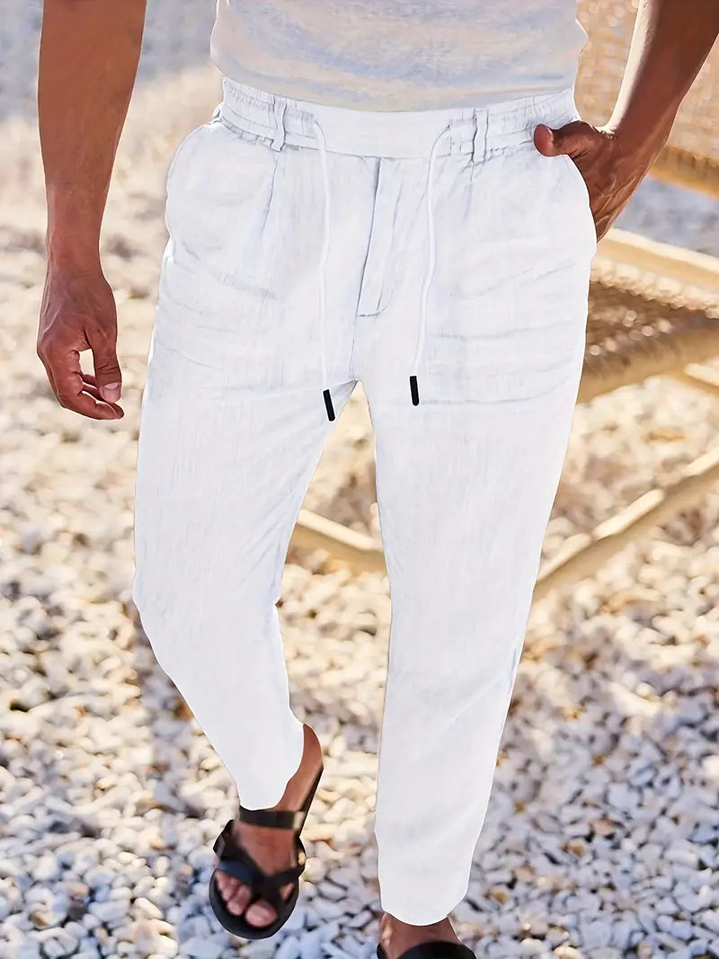 Cazel | Pantalon large en lin avec cordon de serrage