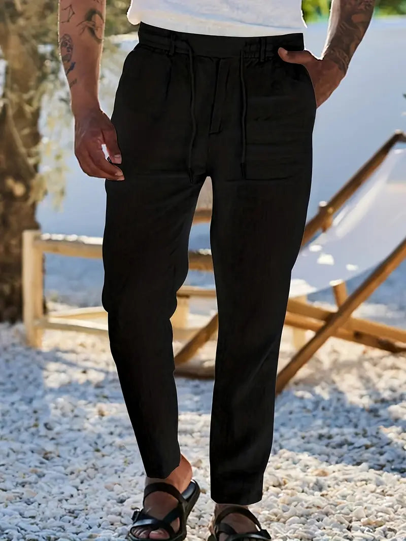 Cazel | Pantalon large en lin avec cordon de serrage