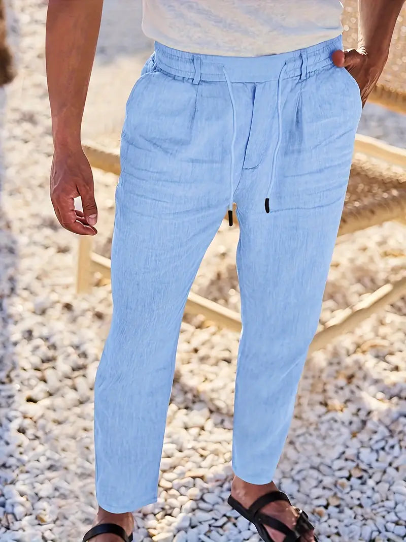 Cazel | Pantalon large en lin avec cordon de serrage