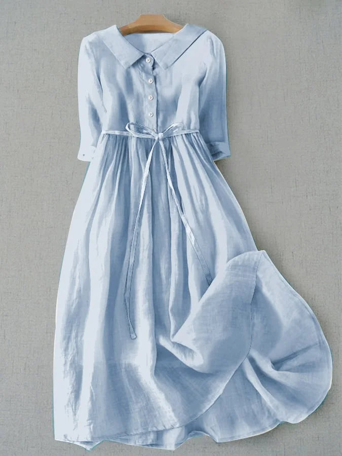 Lenoir™ | Robe Élégante à Manches Courtes avec Ceinture à la Taille