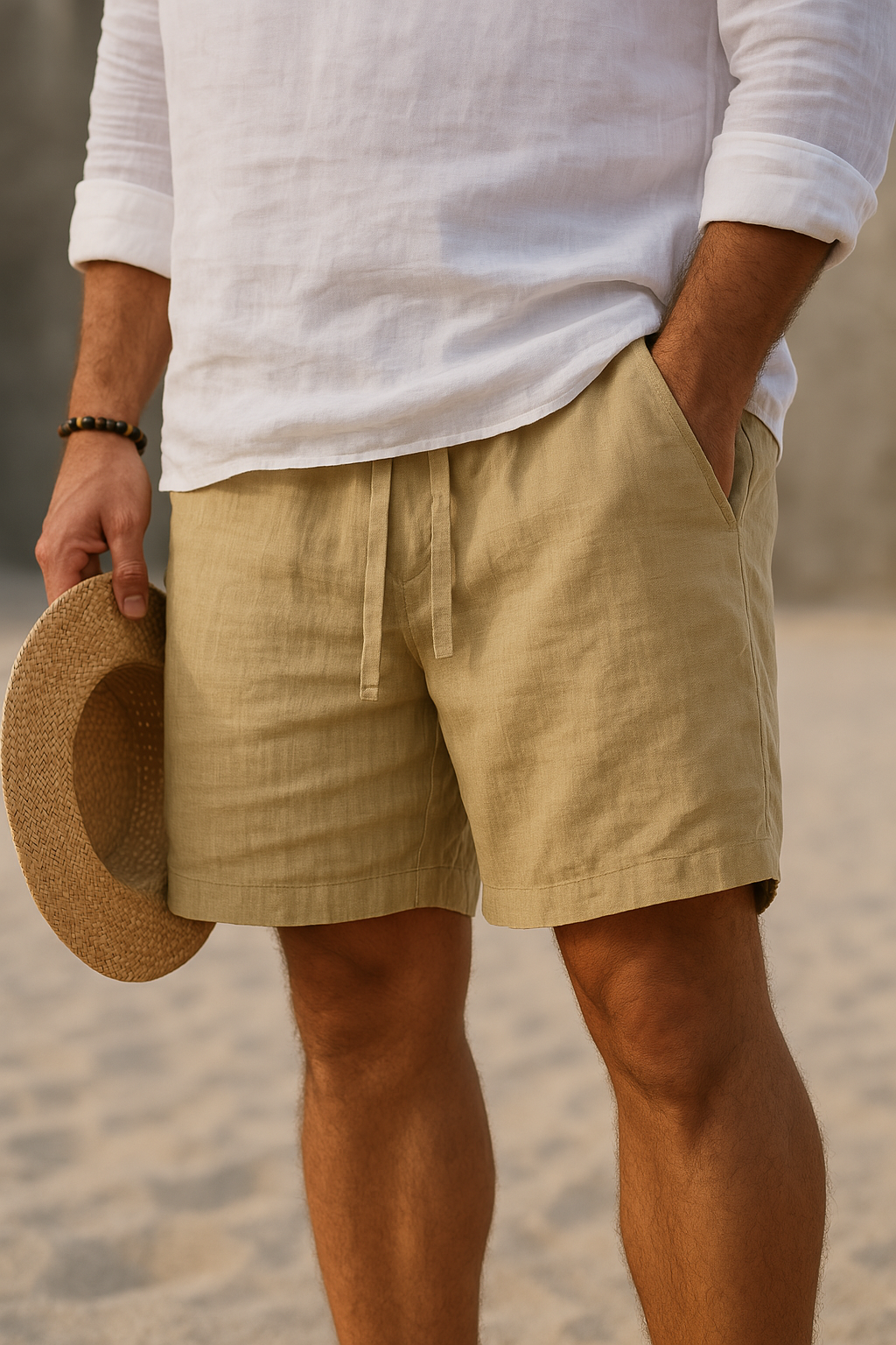 Cazel | Short élégant en lin à taille élastique