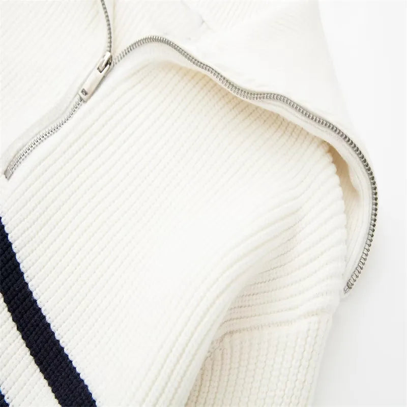 Cazel | Pull zippé rayé