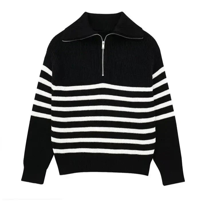 Cazel | Pull zippé rayé