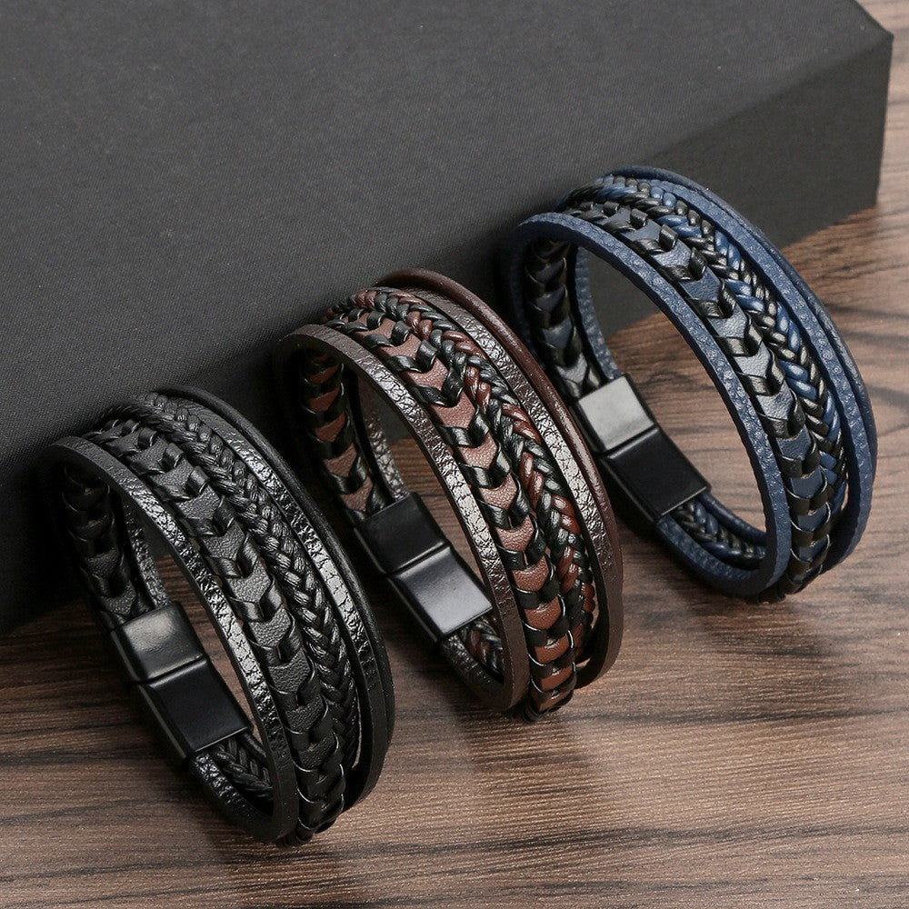 Lenoir™ | Bracelet viking en cuir tressé