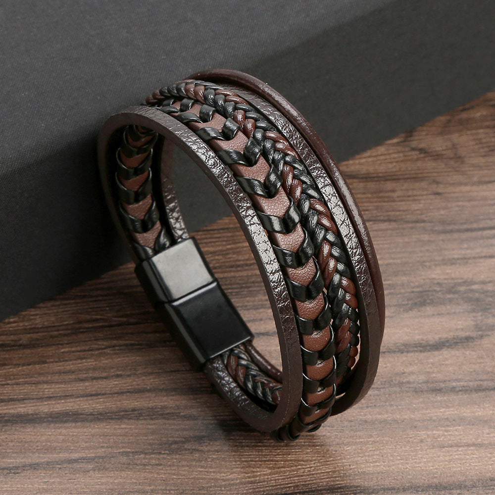 Lenoir™ | Bracelet viking en cuir tressé