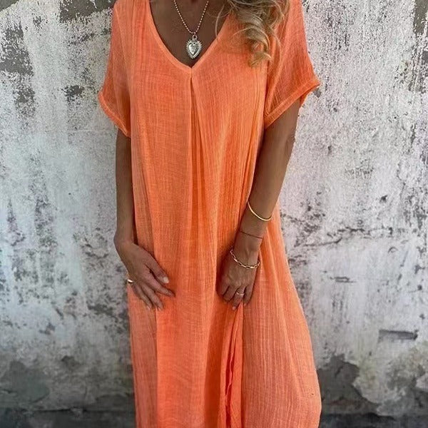 Naia™ – Robe en V en coton et lin