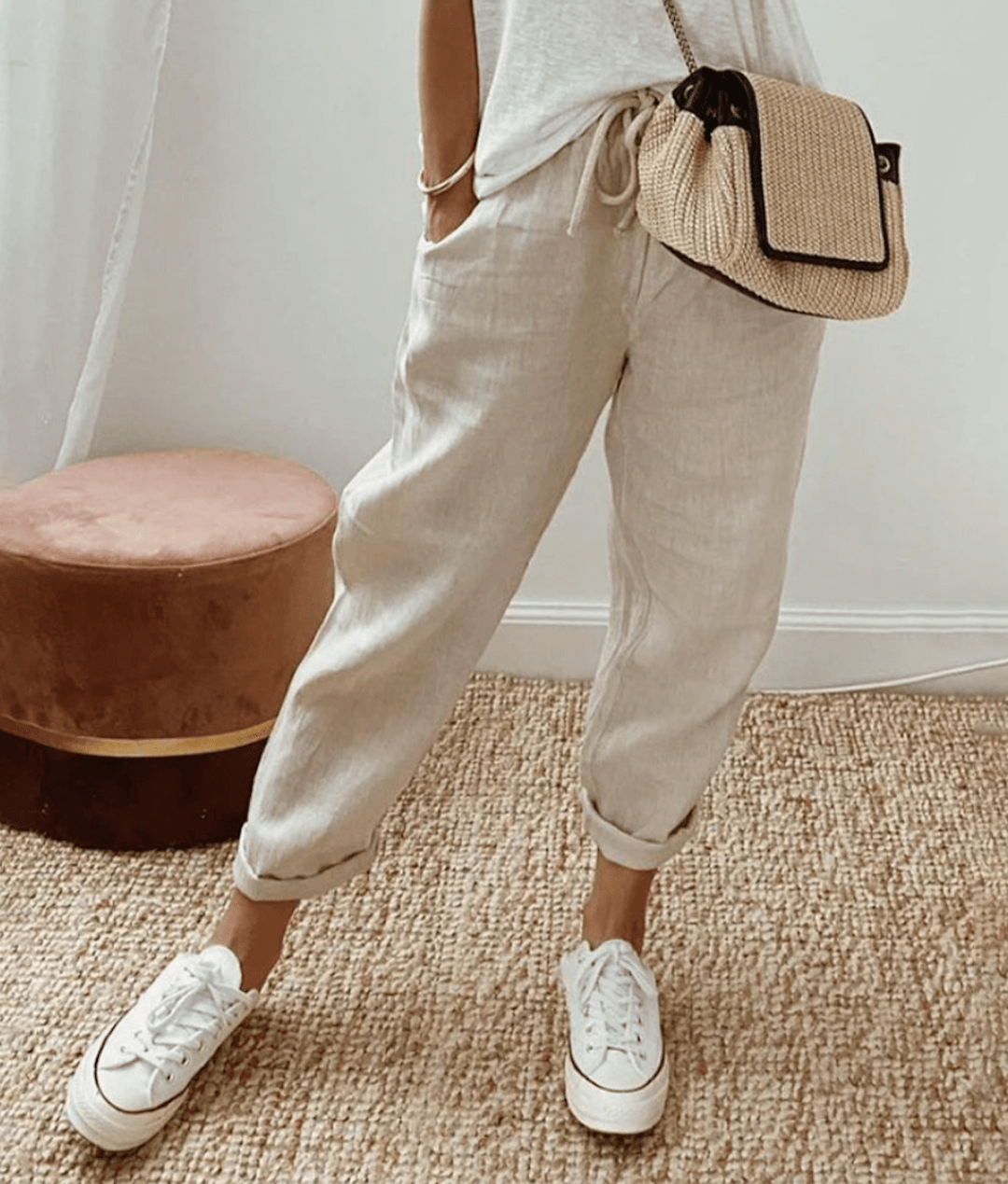 Sandrine | Pantalon élégant en coton-lin 1+1 GRATUIT