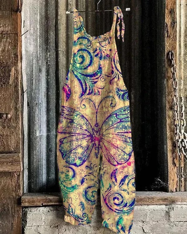 Lenoir™ | Salopette Vintage Femme avec Imprimé Papillon - Confort et Style pour Chaque Occasion