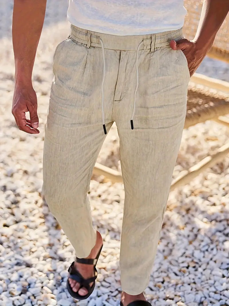 Cazel | Pantalon large en lin avec cordon de serrage