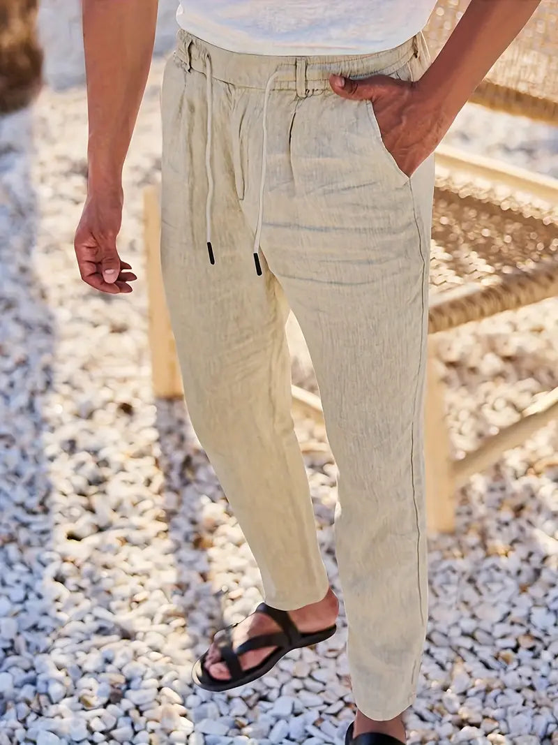 Lenoir™ | Pantalon ample en lin avec cordon de serrage