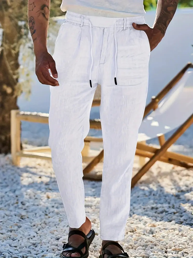 Cazel | Pantalon large en lin avec cordon de serrage