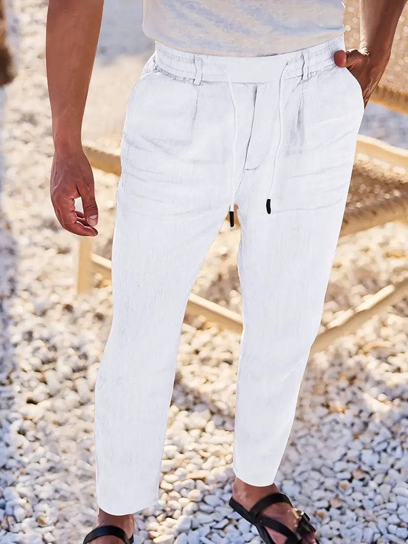 Cazel | Pantalon large en lin avec cordon de serrage