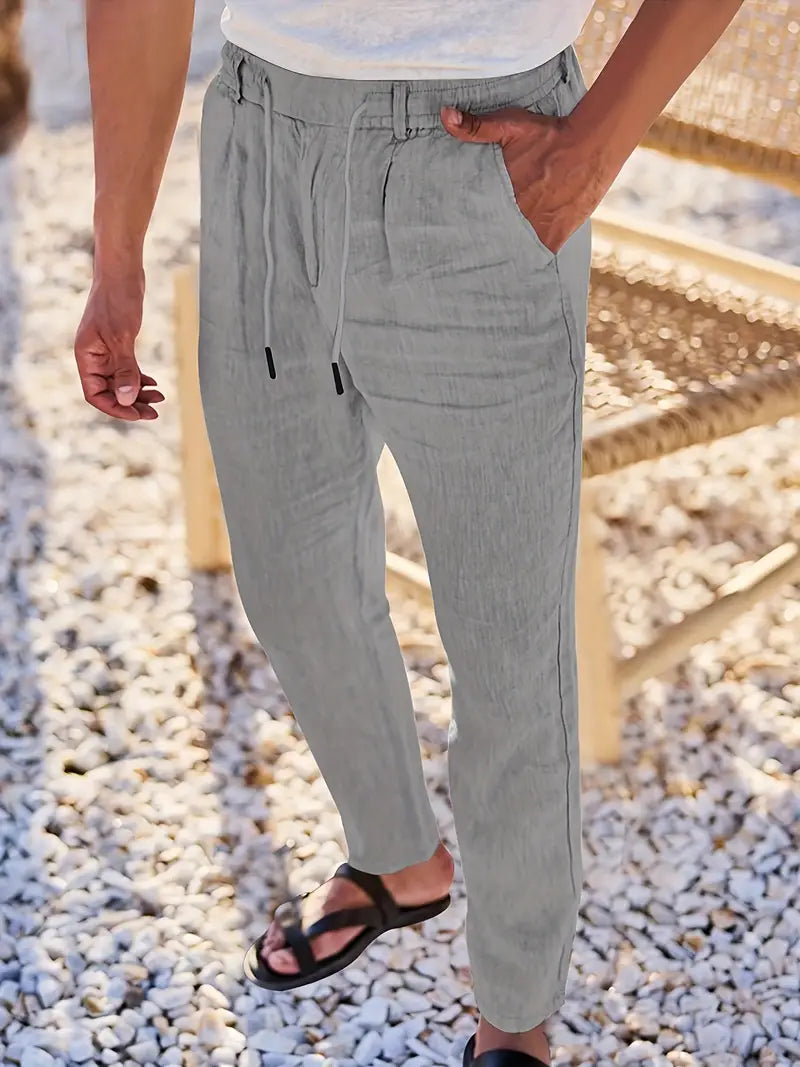 Cazel | Pantalon large en lin avec cordon de serrage