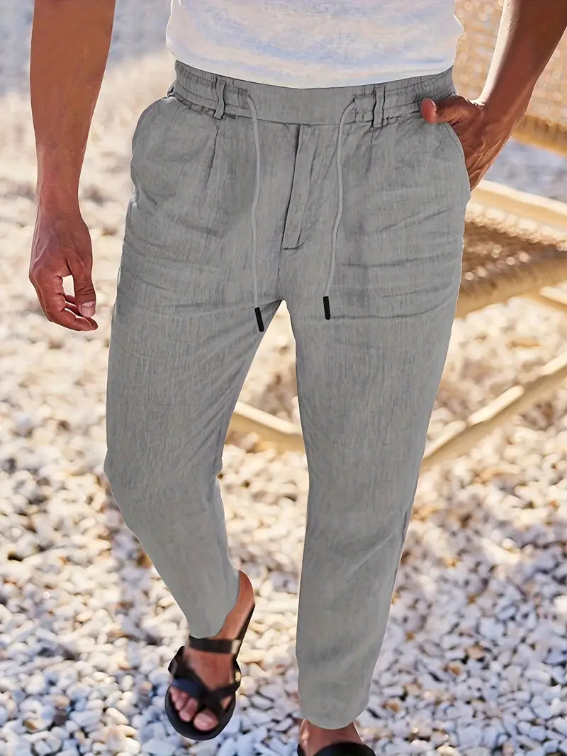 Cazel | Pantalon large en lin avec cordon de serrage