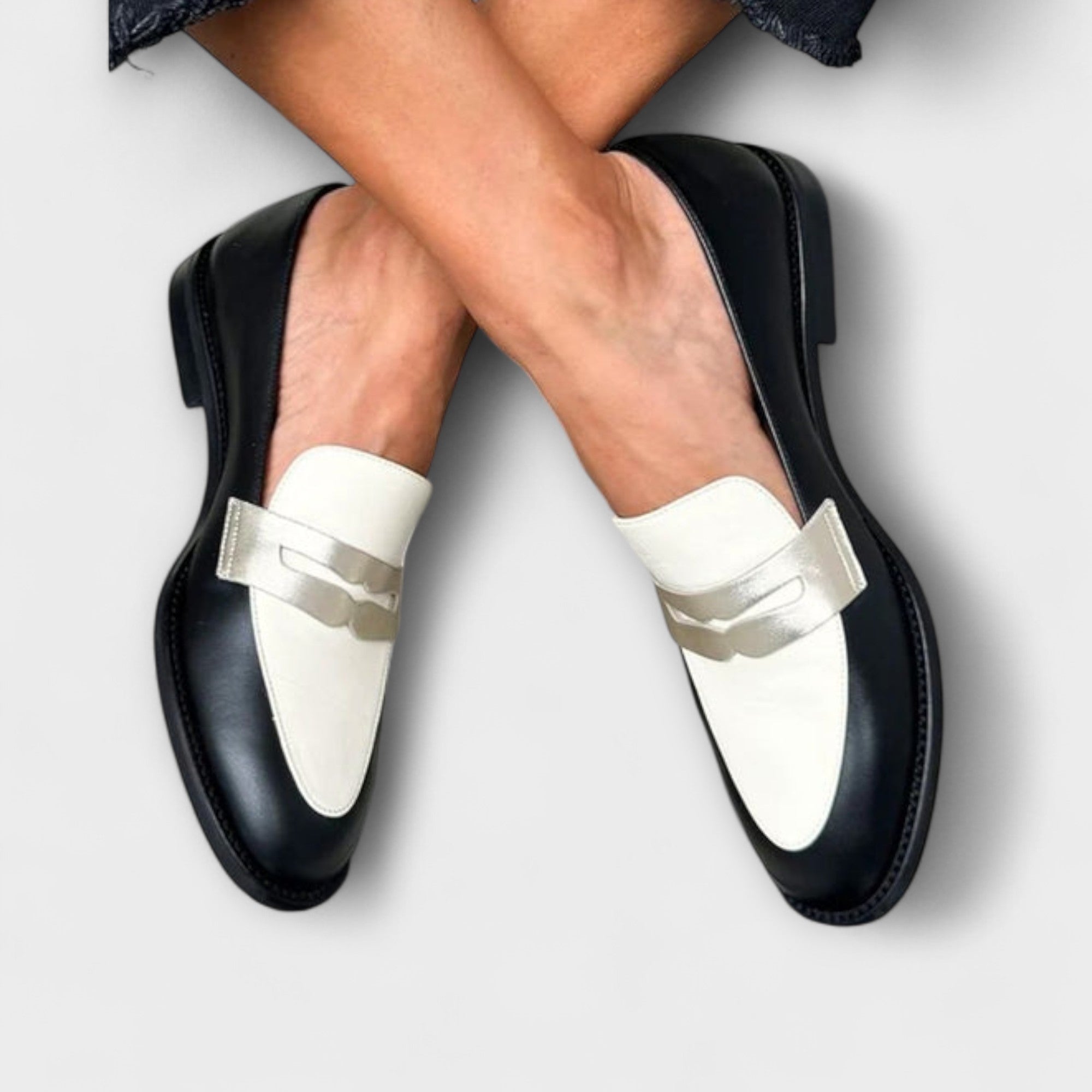 Lenoir™ | Mocassins Noirs avec Brillance Métallique