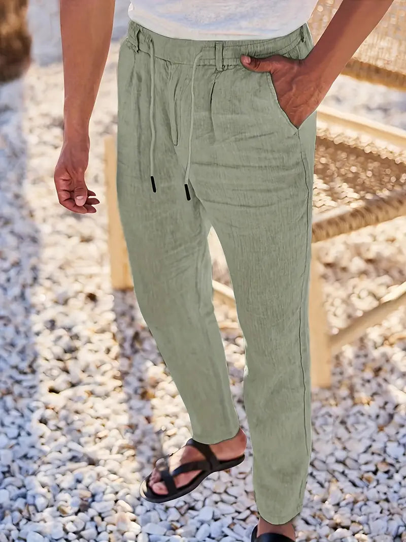 Cazel | Pantalon large en lin avec cordon de serrage