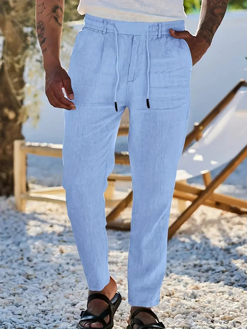 Cazel | Pantalon large en lin avec cordon de serrage