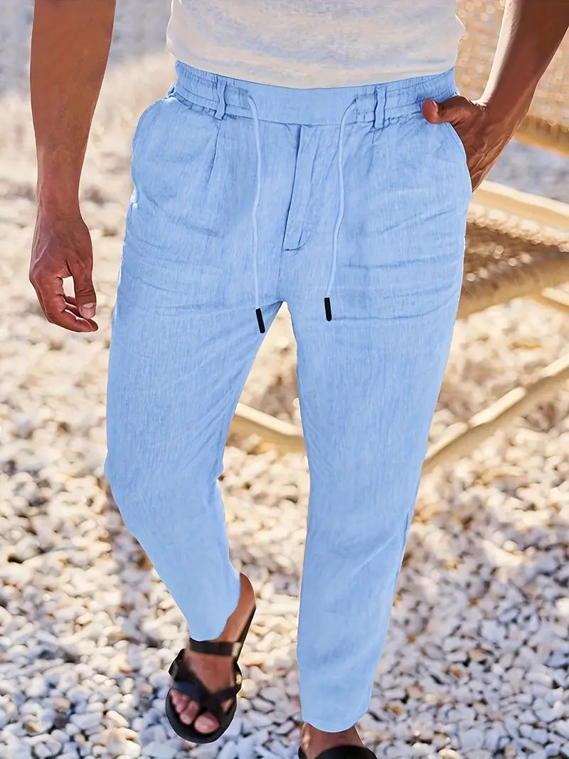 Cazel | Pantalon large en lin avec cordon de serrage