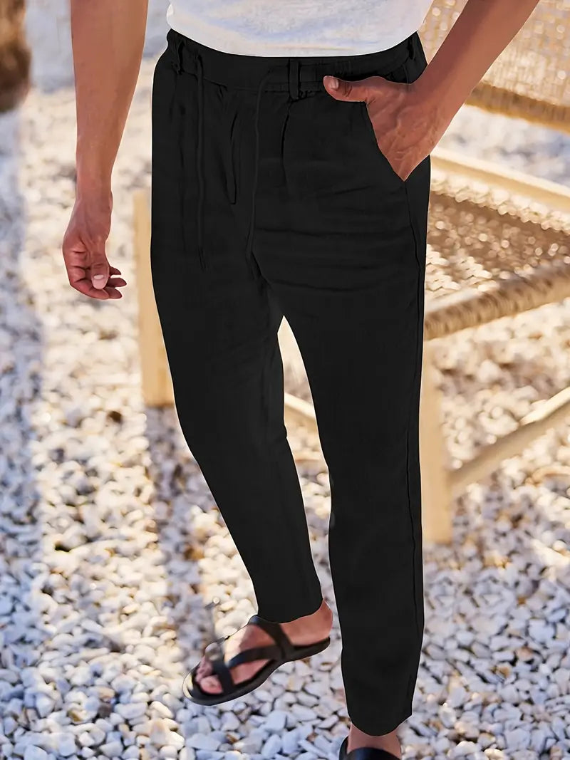 Cazel | Pantalon large en lin avec cordon de serrage