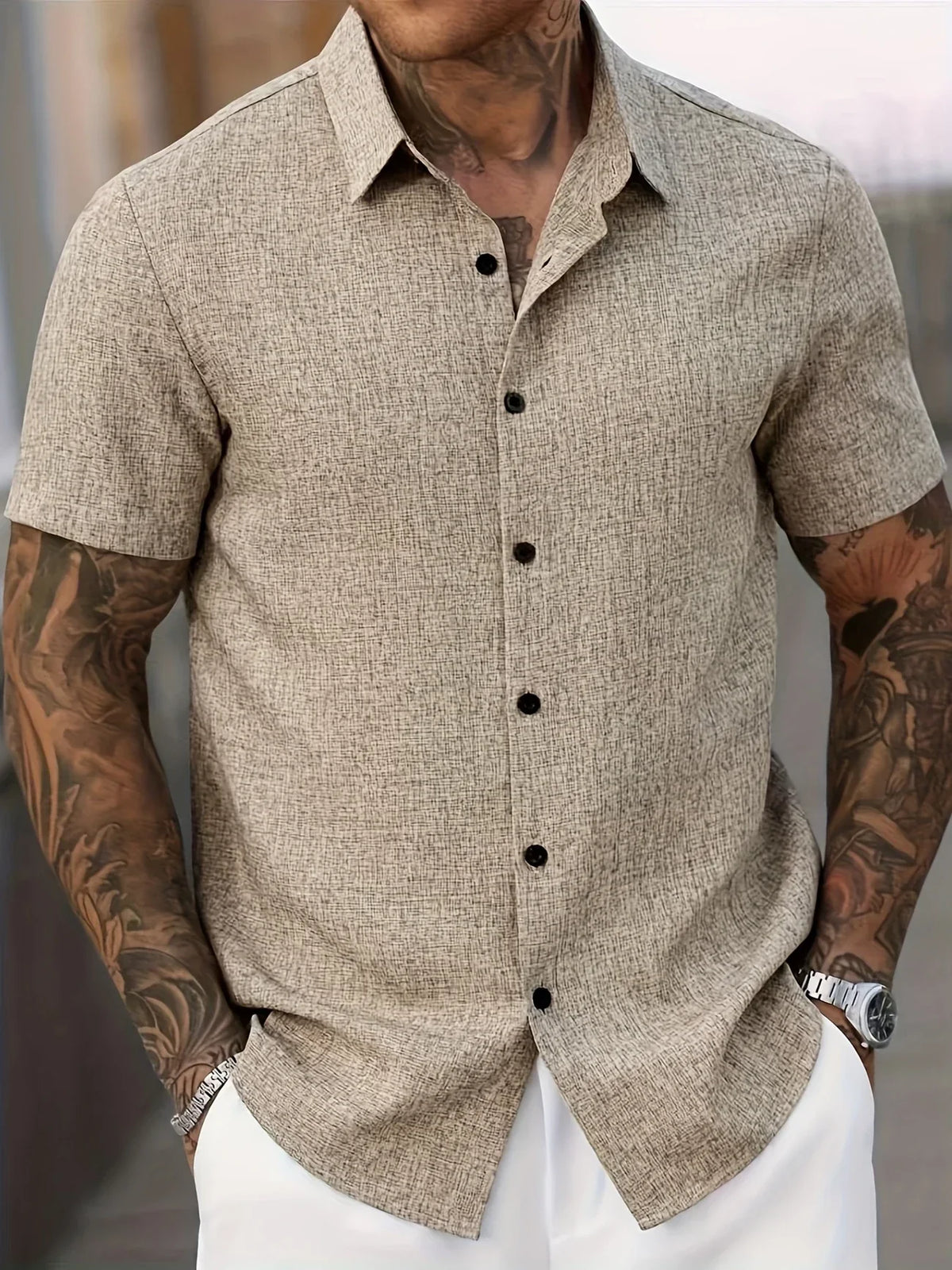 Cazel | Chemise légère à manches courtes en mélange de lin