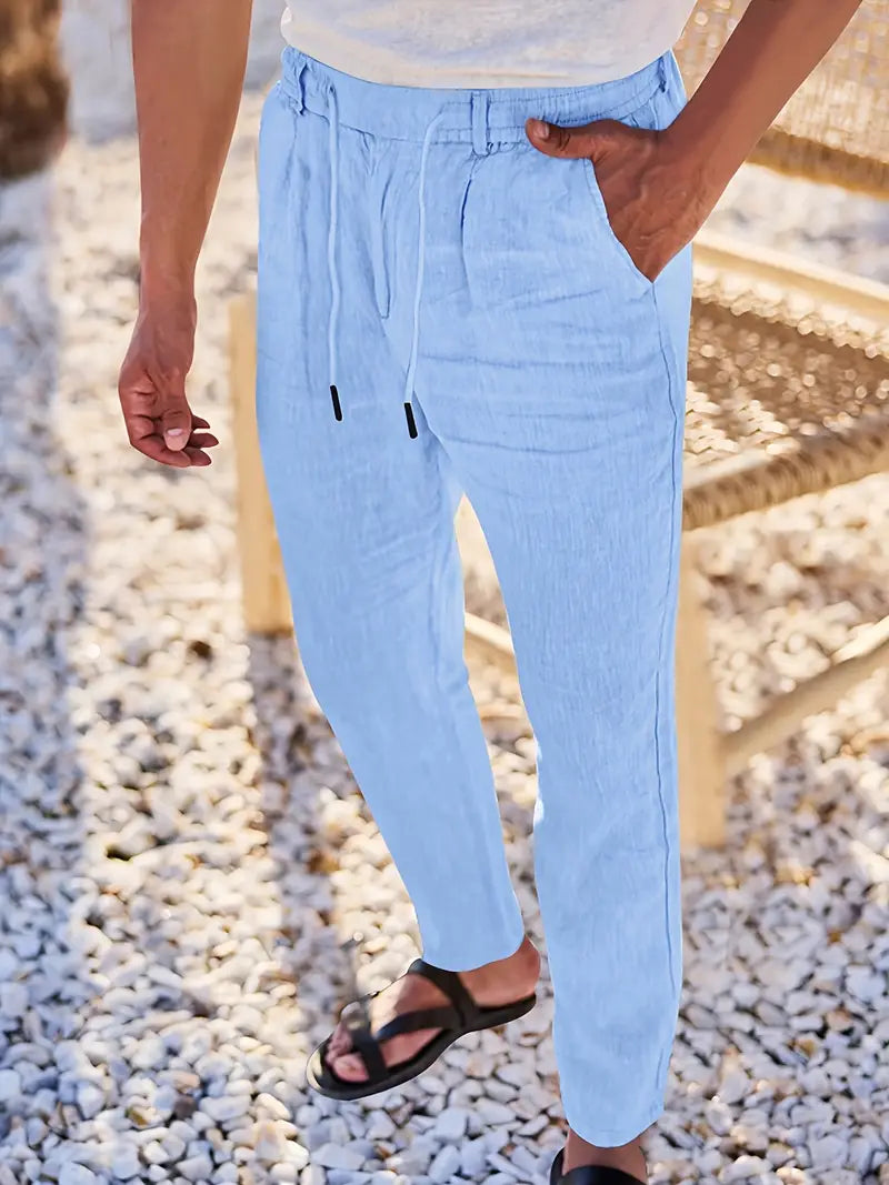 Cazel | Pantalon large en lin avec cordon de serrage