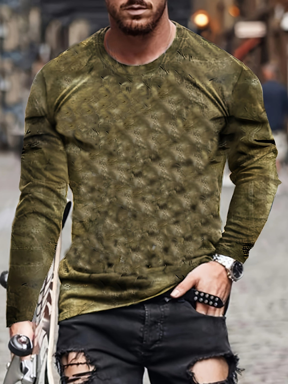 Lenoir™ | T-shirt à manches longues avec motif color block