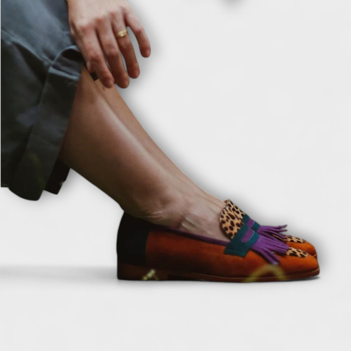 Lenoir™ | Mocassin Bruiné avec Imprimé Léopard