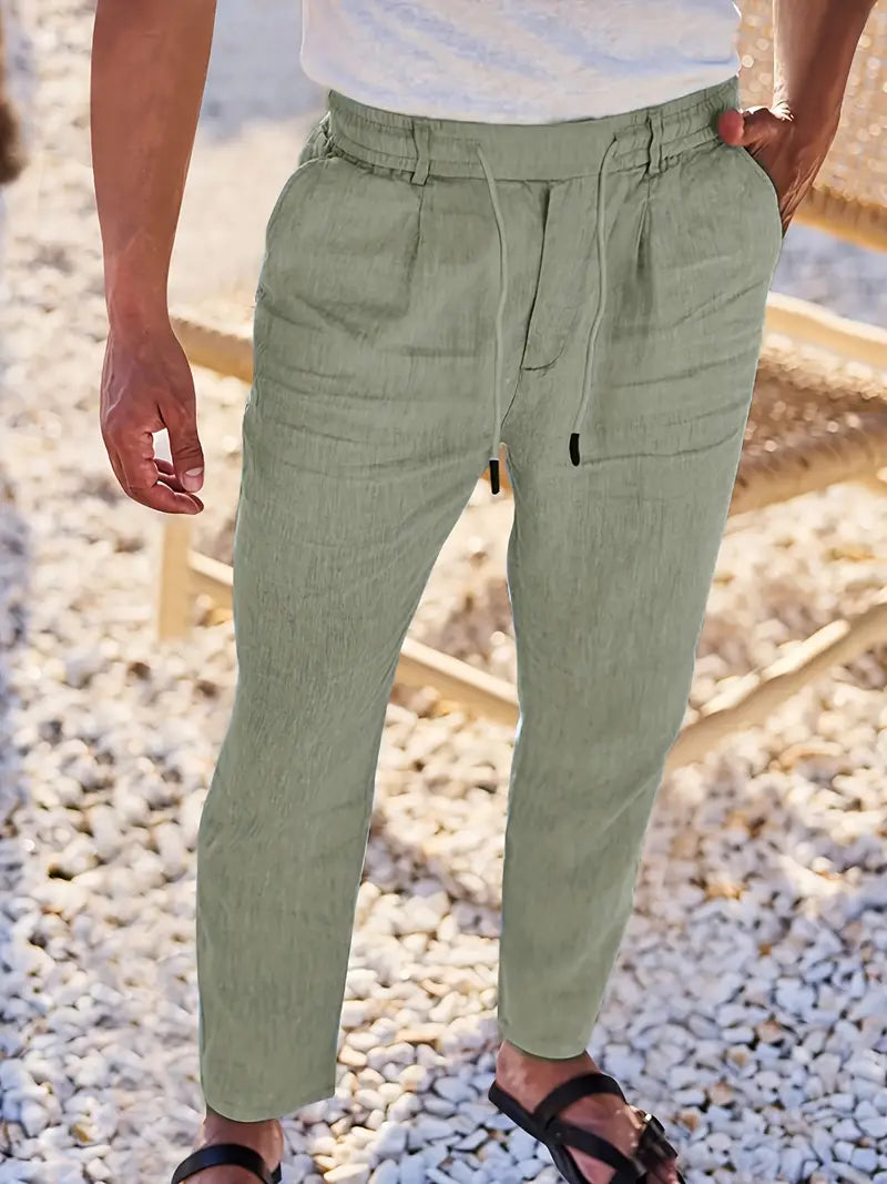 Cazel | Pantalon large en lin avec cordon de serrage
